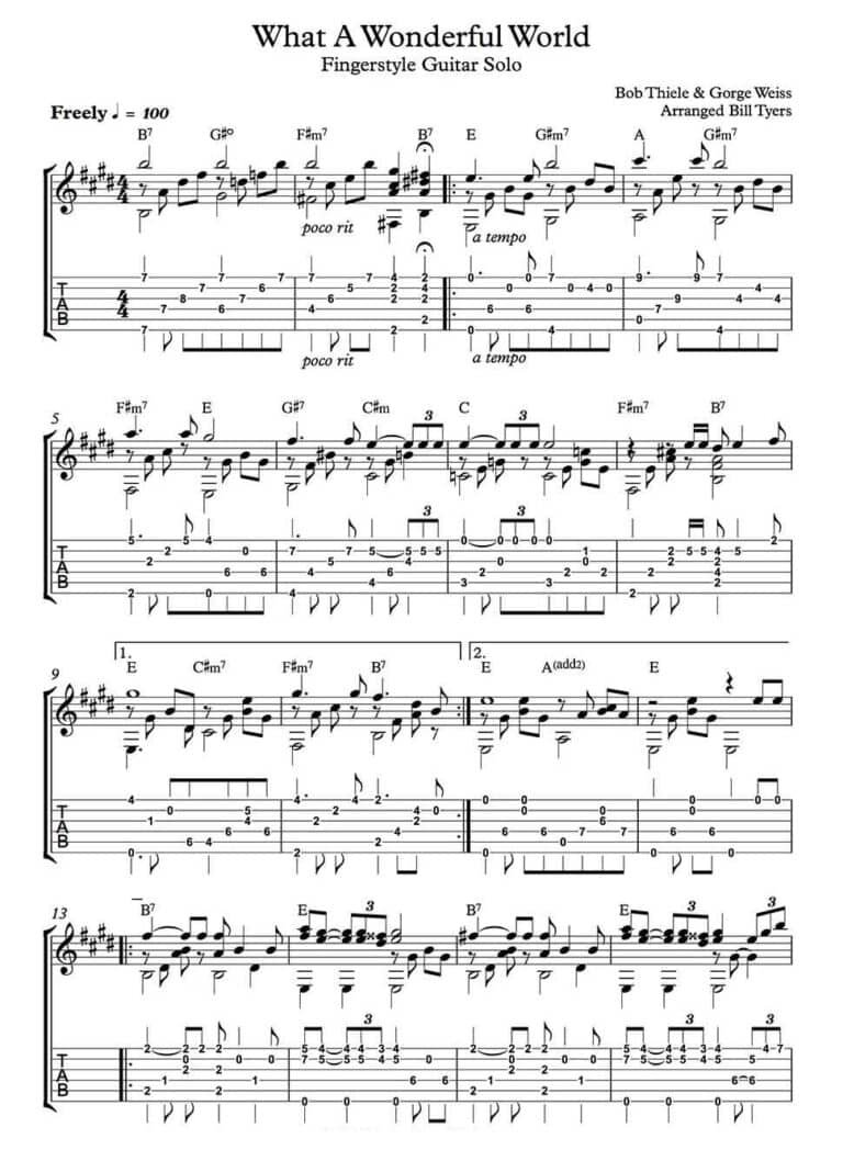 What a Wonderful World Classical Guitar