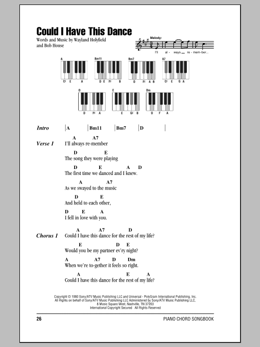 Can I Have This Dance Piano Chords INS 