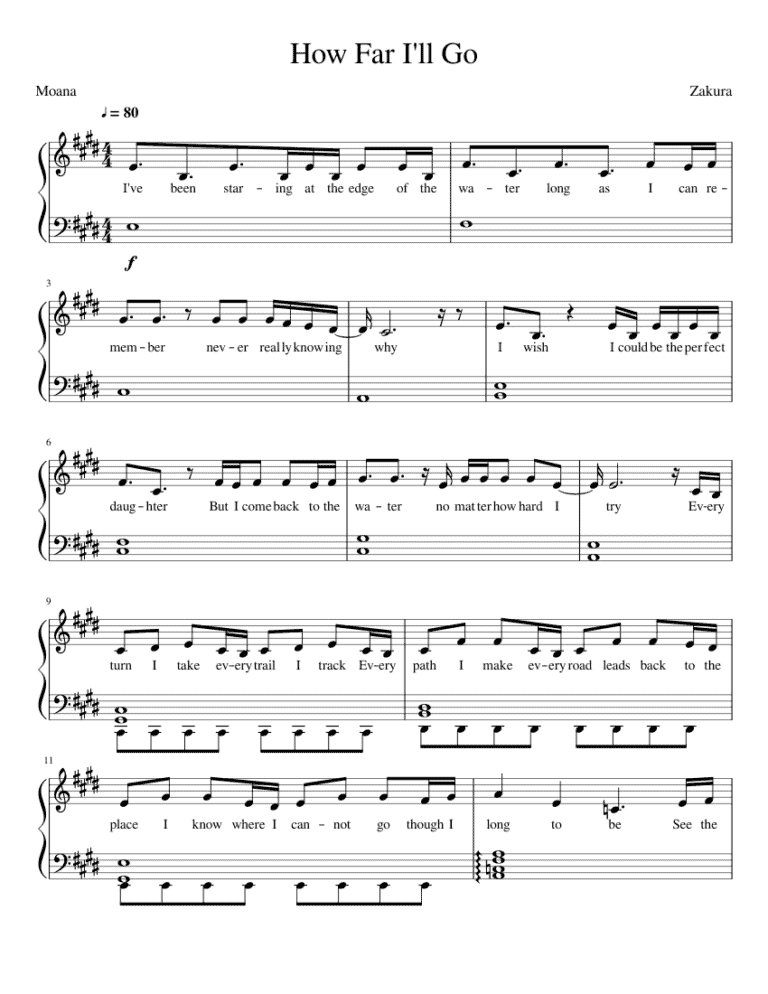 How Far I'Ll Go Piano Sheet