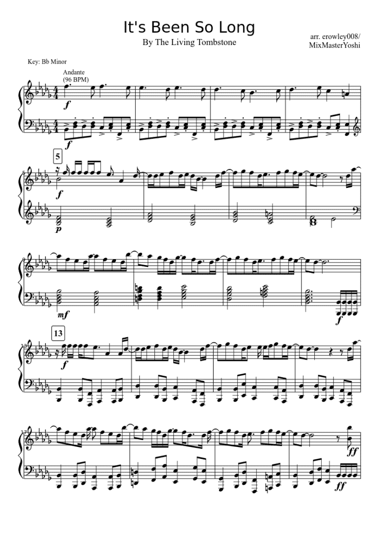 Is Been So Long Piano
