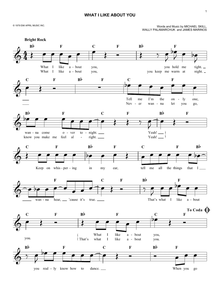 What I Like About You Piano