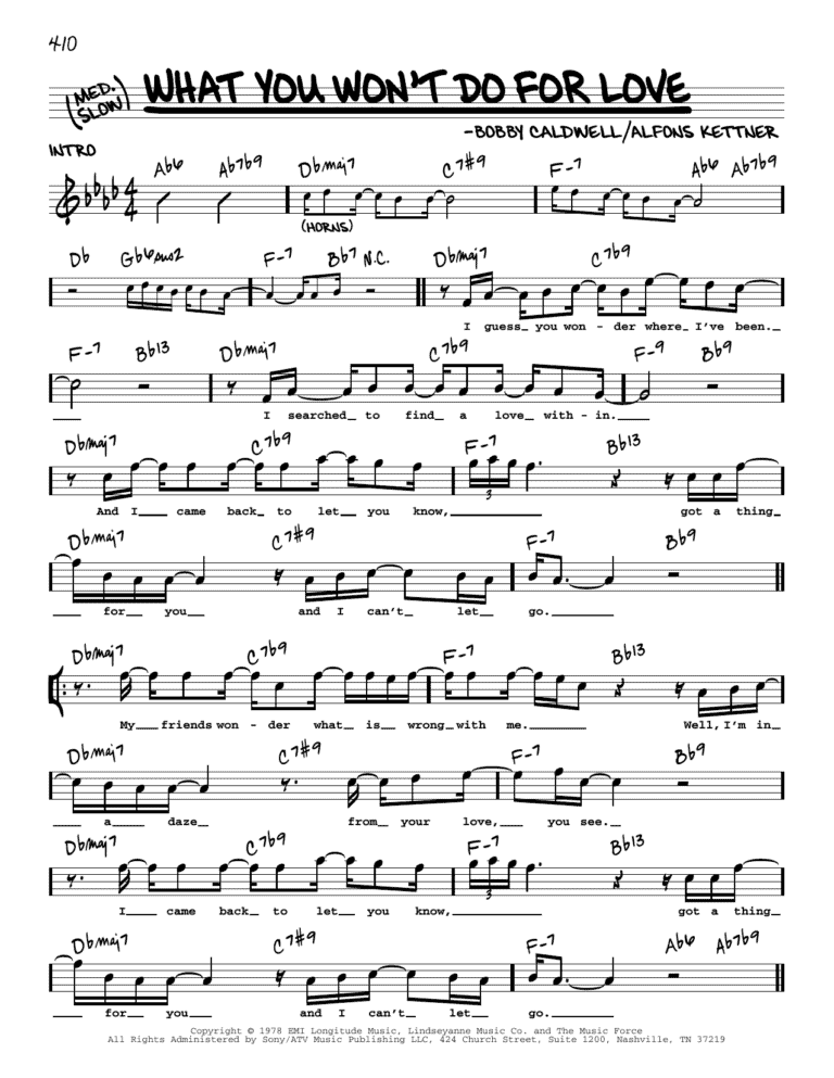 What You Won'T Do for Love Chords Piano