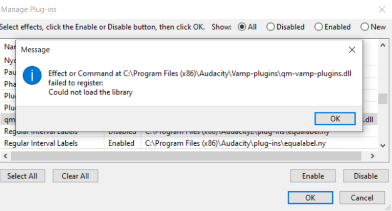 Could Not Load the Library Audacity