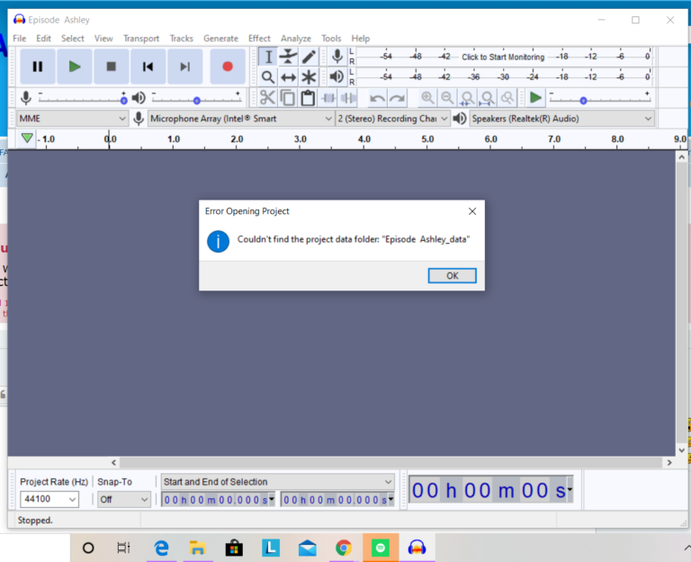 Couldn'T Find the Project Data Folder Audacity