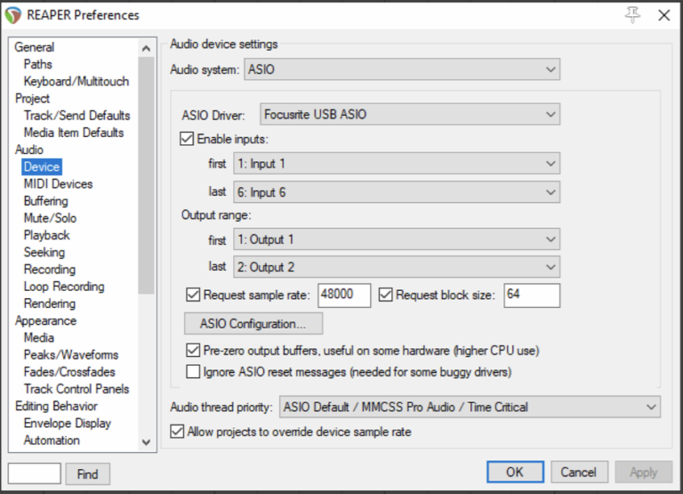 How to Connect Audio Interface to Reaper