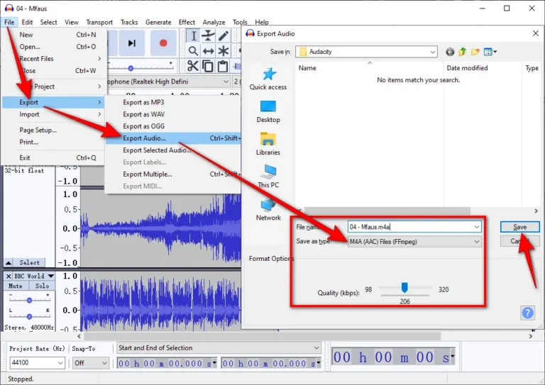 Is an Advanced Audio Coding File Audacity