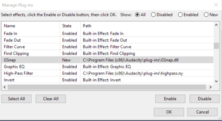 Why is Gsnap Not Working on Audacity